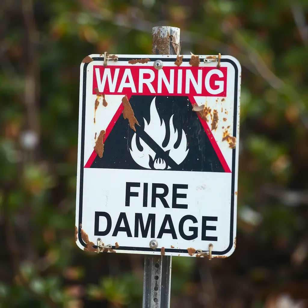 fire damage sign